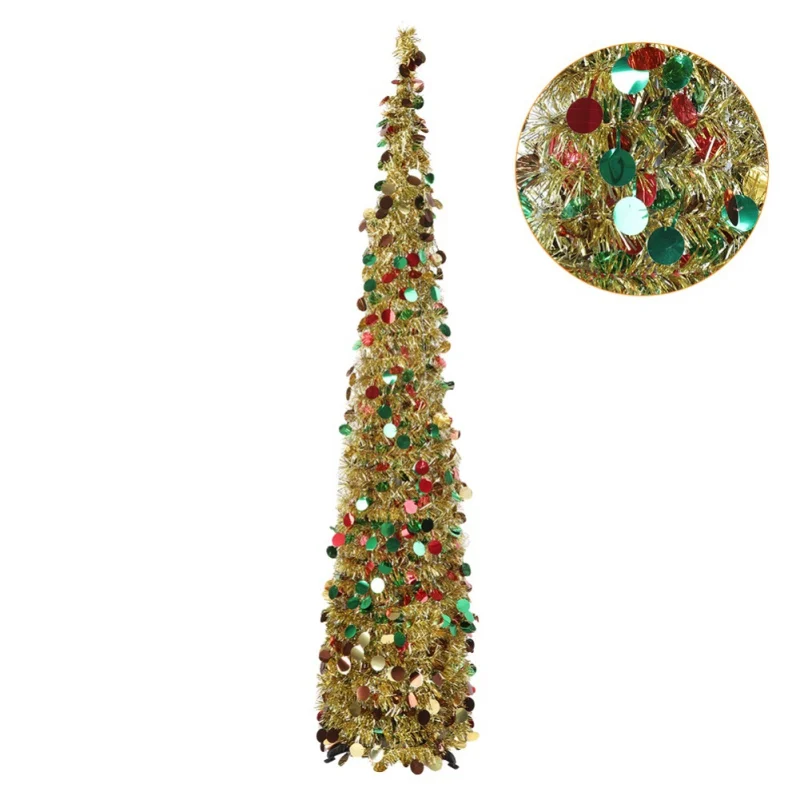 

Fold Christmas Sequin Tinsel Artificial Christmas Tree With Stand Xmas Decor