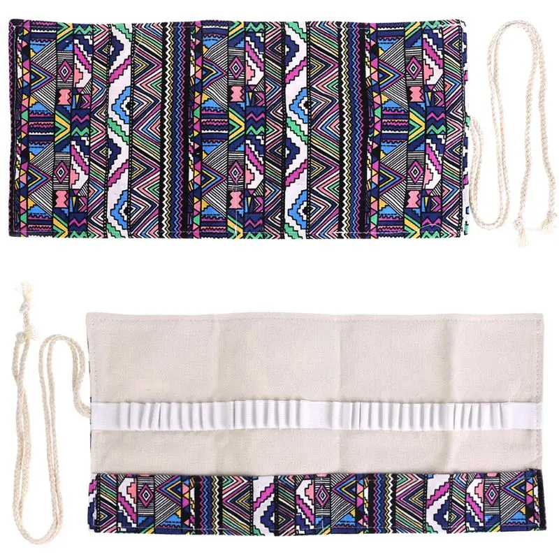

Canvas Wrap Roll Up Pencil Case Pen Bag Holder Storage Pouch New-office accessories