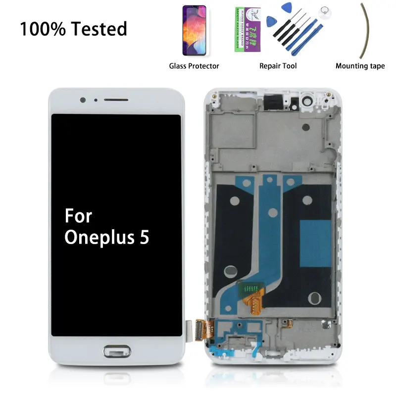 AAA для Oneplus 5 ЖК-дисплей сенсорный экран с рамкой для Oneplus 5 экран дисплей A5000 ЖК дигитайзер сборка