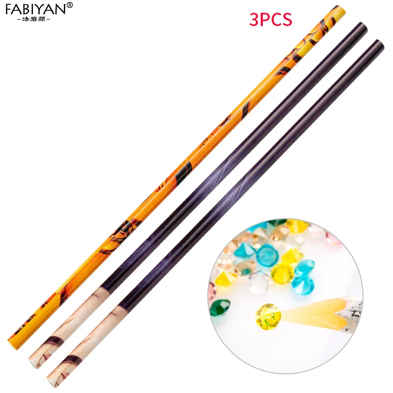 3pcs 2 шт для дизайна ногтей, воск, раскрашивающая ручка, карандаш, стразы, драгоценные камни, сверление, выбор, советы, сделай сам, салон, дизайн ногтей, маникюр, карандаш - Цвет: 3pcs