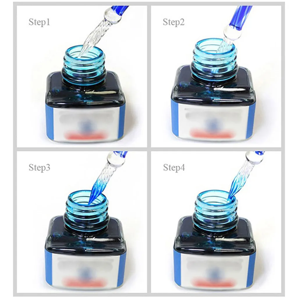 

Estojo Escolar Glass Dip Pen With Glass Pen Holder Vintage Handmade Glass Signatures Pen Set Dropship #43