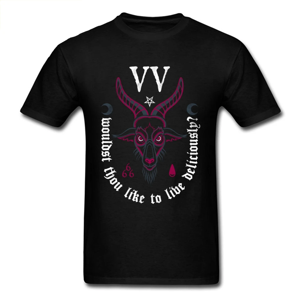 

Deliciously Goat T-shirt Men Head Totems T Shirt Cartoon Tshirt Cotton Tops Tees Fashion Black Clothes Moon God