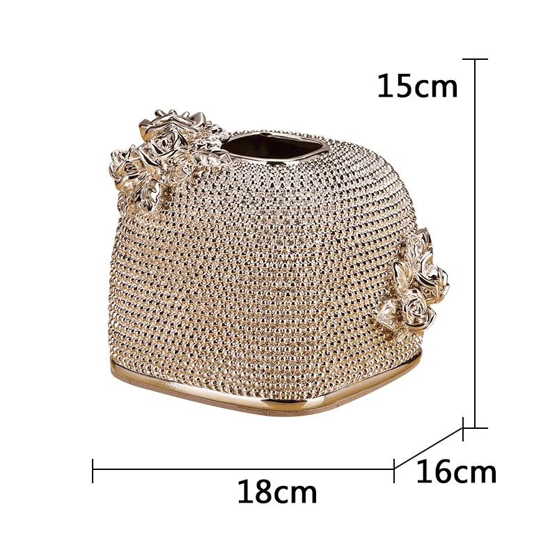 

Reusable Small Luxury European Tissue Box Gold Living Room Decoration Accessories Round Tissue Box Boite Mouchoir Storage Desk E