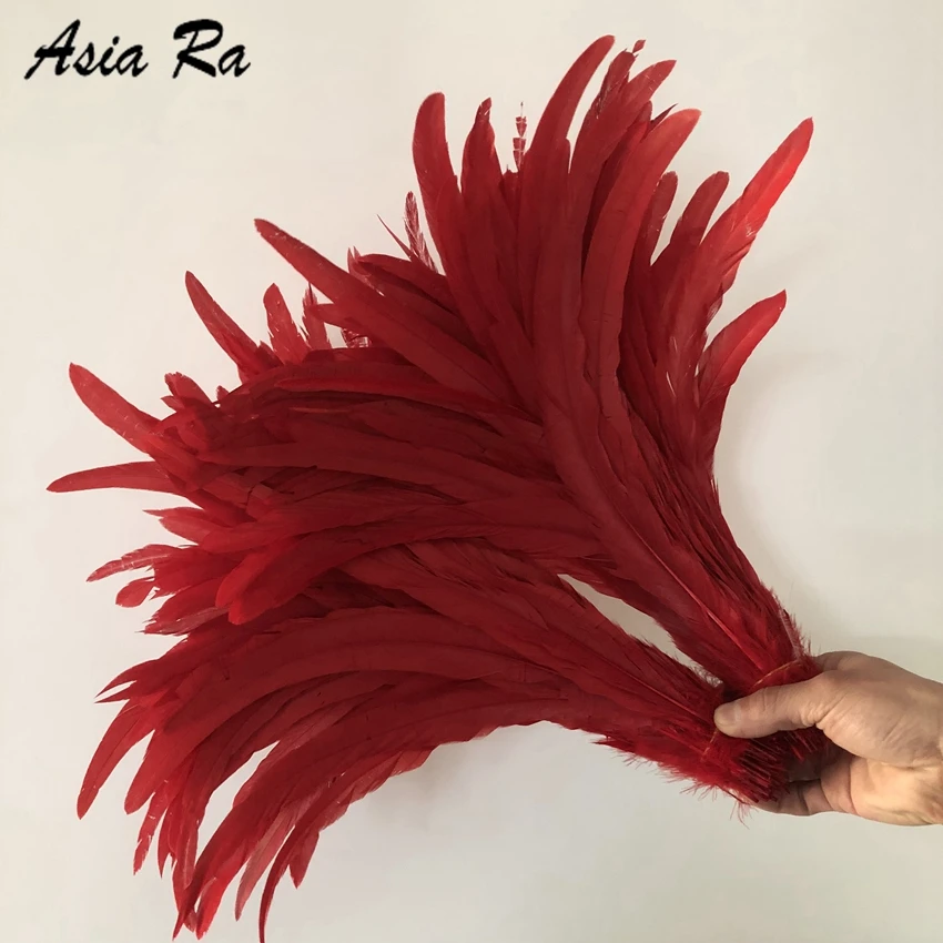 50 шт натуральный оранжевый окрашенный с перьями из хвоста петуха 35-40 см/14 до 16