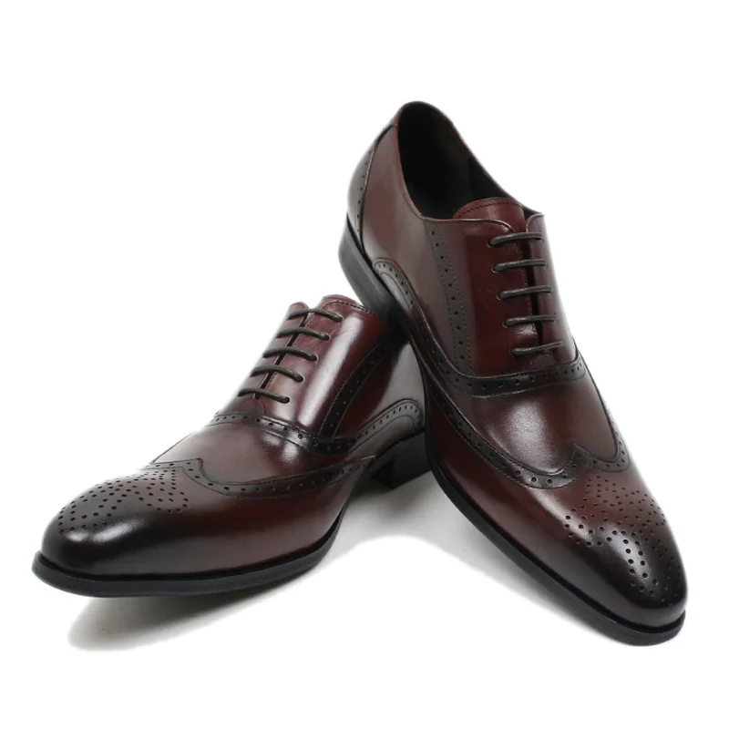Размеры 42 45 Мужские модельные туфли из натуральной кожи бордовые мужские