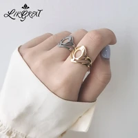2021 trendy simple gothic stylish hollow stainless steel zenith punk cool rings for women men aesthetic geometric jewelry gifts