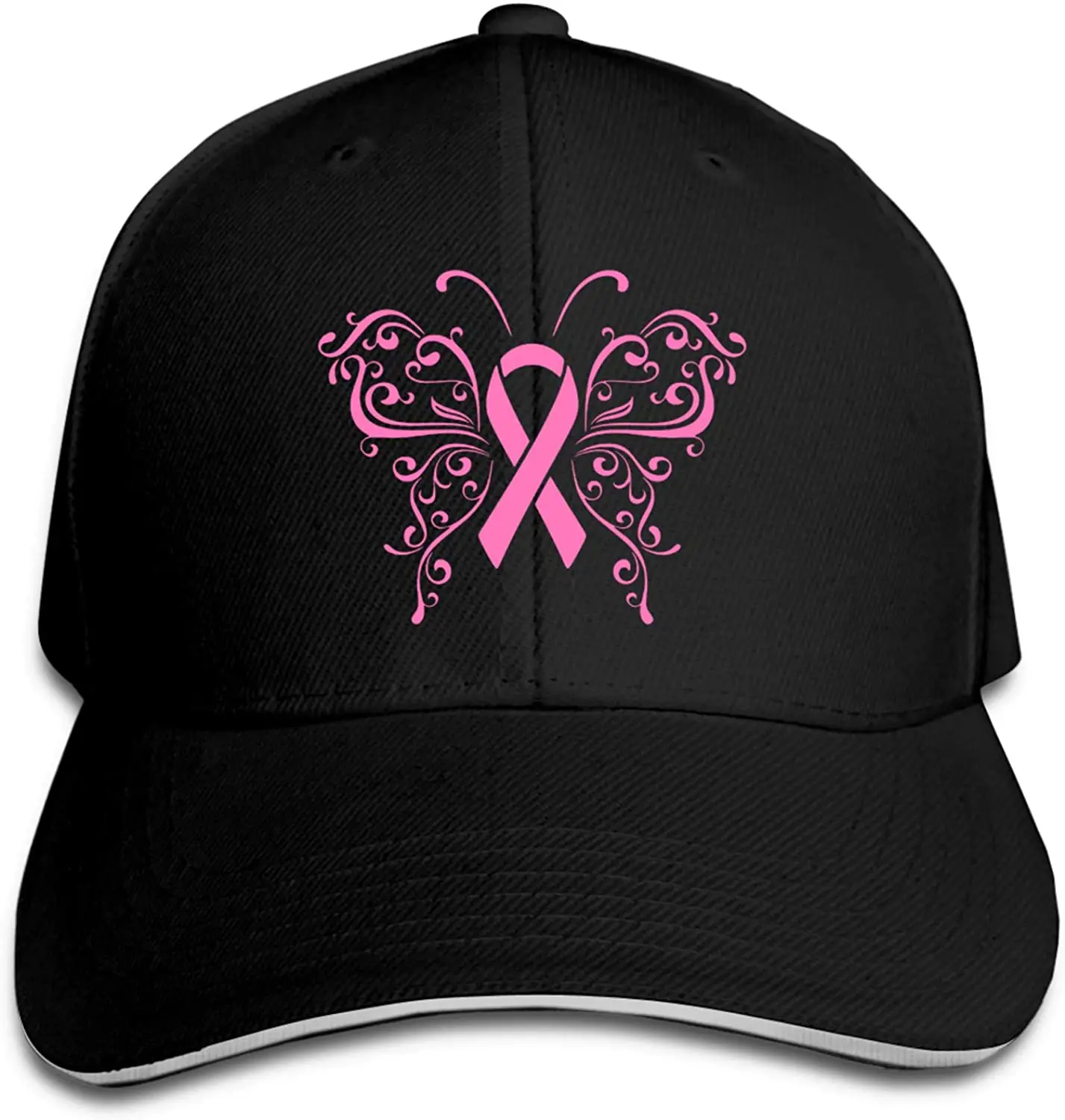 

Baseball Cap Denim For Men 2021 Butterfly Pink Ribbon Cancer Unisex Adults Baseball Cowboy Cap Sandwich Hat