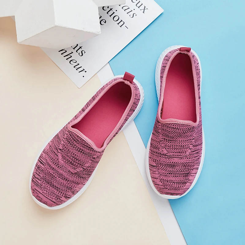 

SUOVEKGO Women Fly Woven Breathable Women Flat Shoes Female Sneaker Ultiweight Soft Footwear Large Size Free Shipping