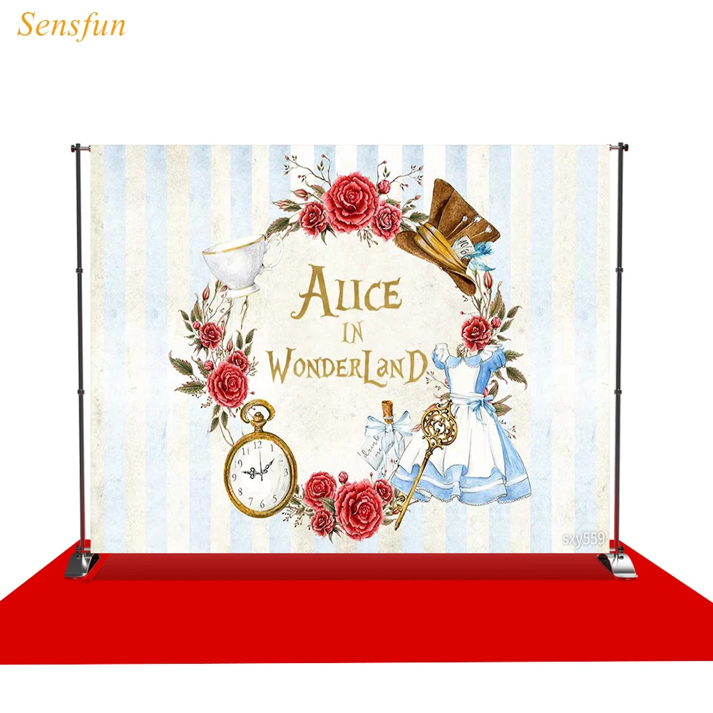 LEVOO Фон фотографии пестрые часы сказочной Алиса: безумие возвращается на день