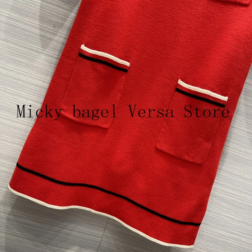 

2021 luxury design retro stripe fashion women's Lapel A-type skirt temperament high waist slim short sleeve dress casual dress