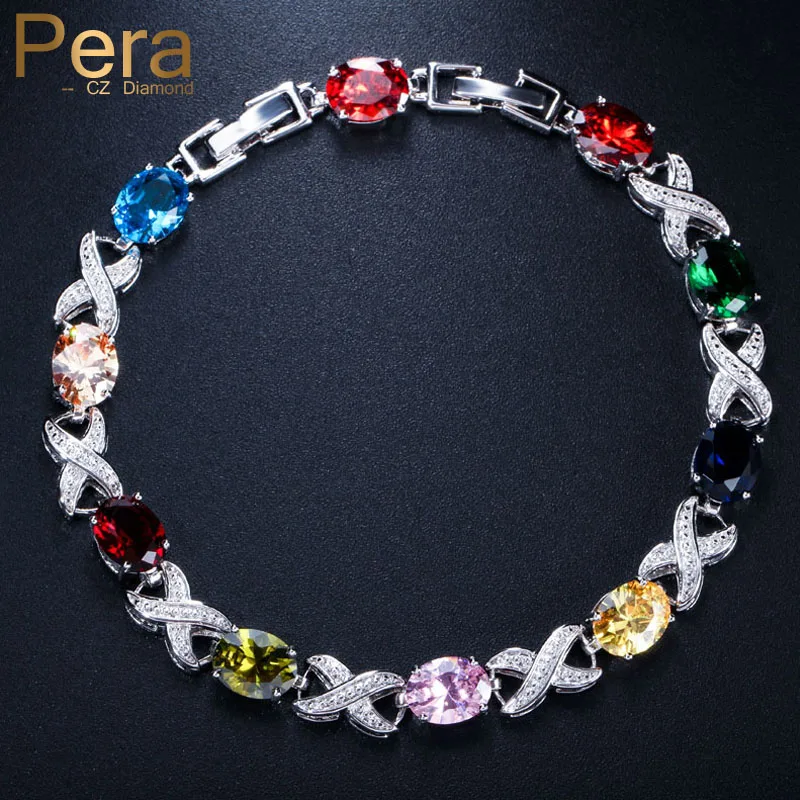 Модный женский круглый браслет Pera с разноцветными белыми искусственными