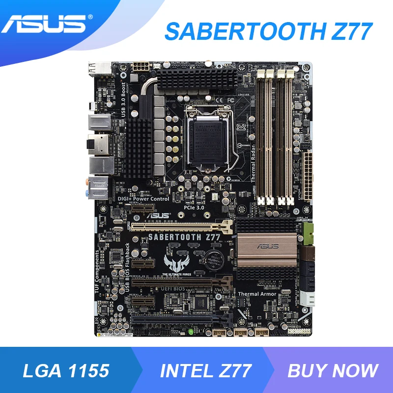 Материнская плата ASUS SABERTOOTH Z77 LGA 1155 Intel для майнинга DDR3 32 Гб PCI E 3 0 USB3.0 Xeon E3 1240 v2 Core i7
