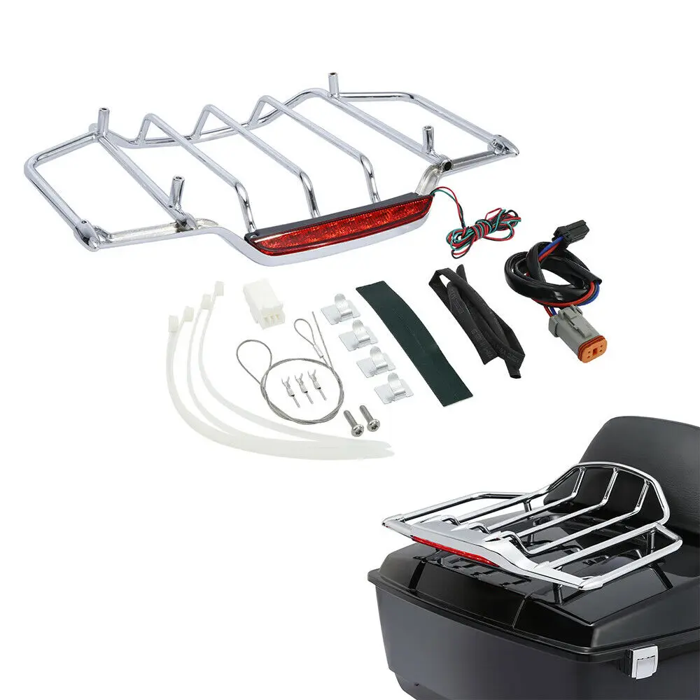 Хром/черный светодиодный светильник багажник багажная стойка для Harley Touring Tour Pack