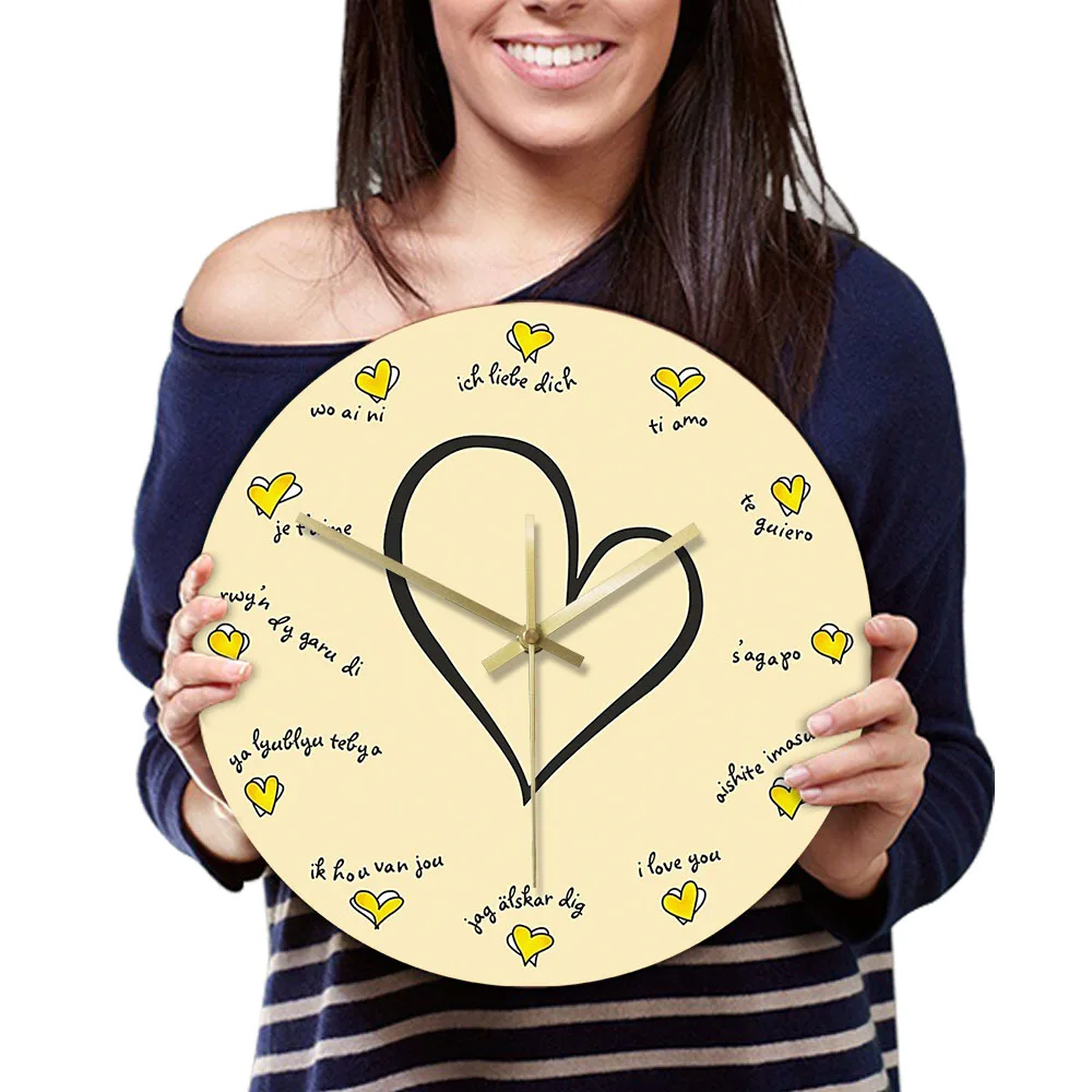Современные дизайнерские настенные часы я люблю вас на 12 различных языках