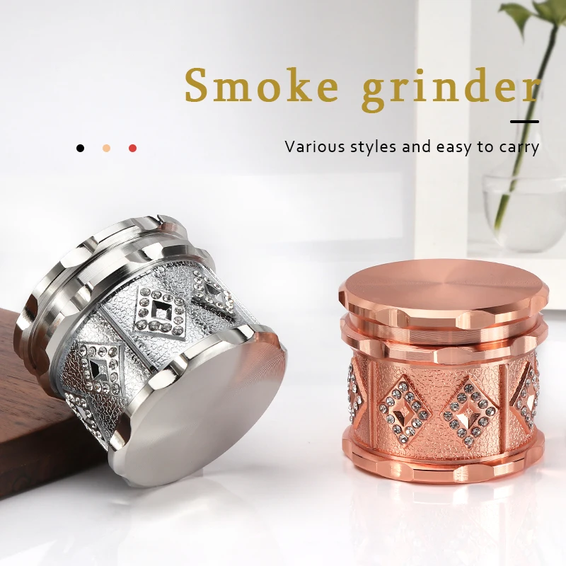 

New Retro Portable 4-layer Herb Zinc Alloy Tobacco Weed Grinder Geometric Shape Deliacte Manual Hand Grinder Smoking Accessory