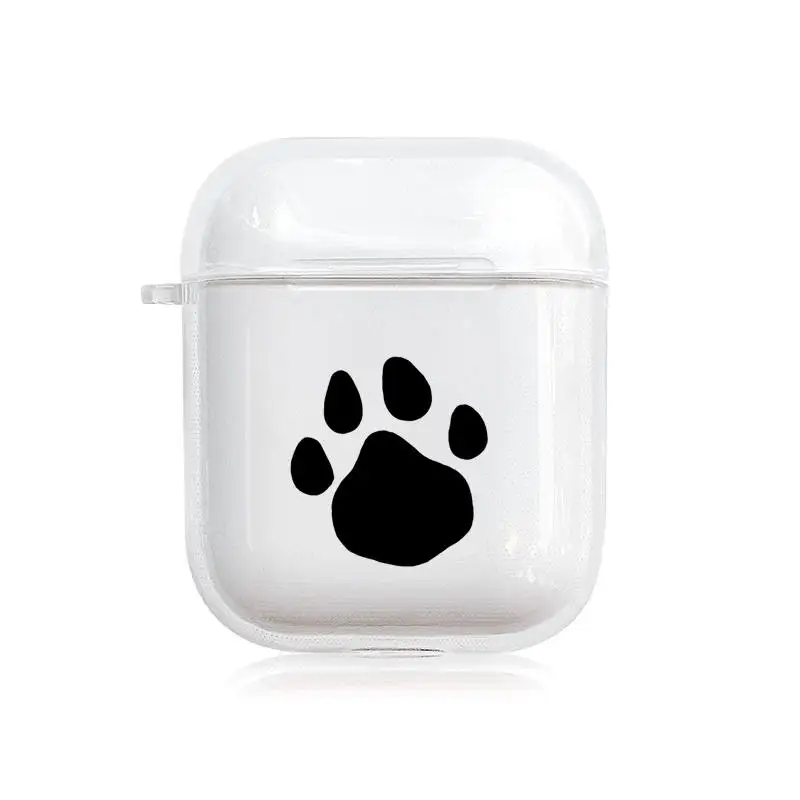 D Милый отпечаток лапки щенка собаки мягкий ТПУ прозрачный чехол для Apple Airpods 1/2 милый чехох с рисунком бульдога беспроводная гарнитура зарядная коробка - Цвет: D