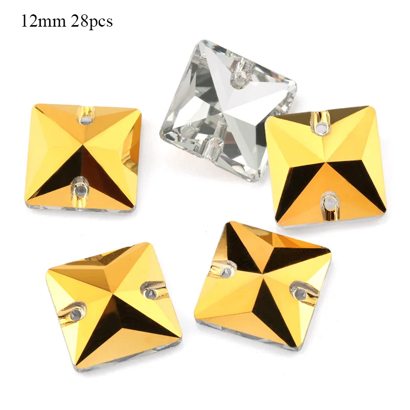 12mm - 28pcs ЦЯО АААА Золотой Гематит пришивные стразы, стеклянные бусины, камни, стразы, аппликации для свадебного платья, одежда для рукоделия, швейные кристаллы - Цвет: 12mm - 28pcs