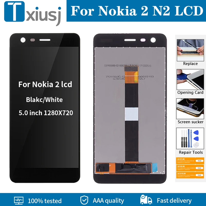 

5.0"LCD For NOKIA 2 LCD Display TA-1007 TA-1029 TA-1023 TA-1035 TA-1011 Touch Screen Digitizer Replacement With Frame Free Tool