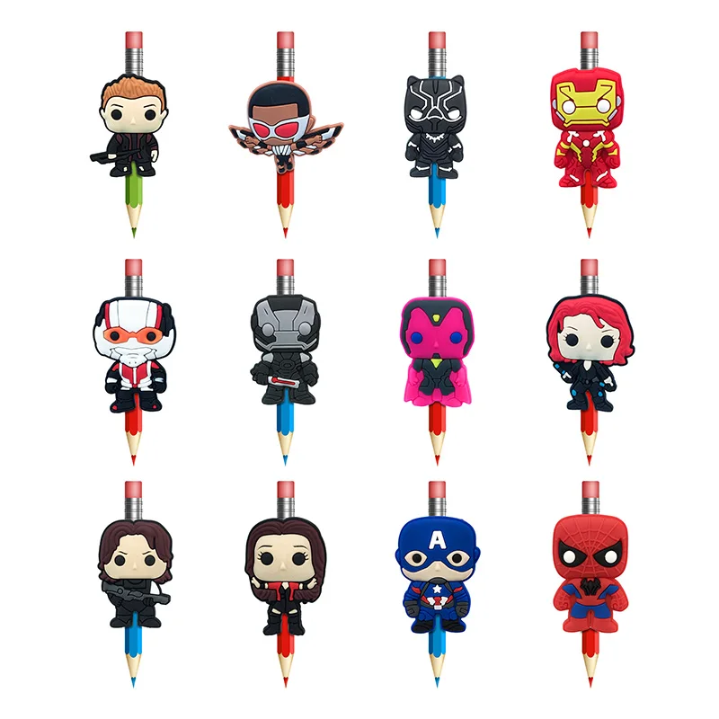 100 шт Marvel Мститель мини-ручки-карандаши для ручек, школьные принадлежности, колпачки для карандашей, канцелярские принадлежности для студентов, подарок для детей - Цвет: 8017A mix100pcs