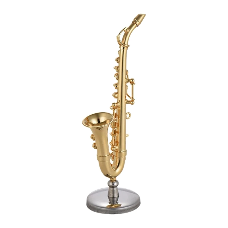

Miniature Alto Saxophone Delicate Gold Plated Mini Instrument Ornament with Case Home Decoration