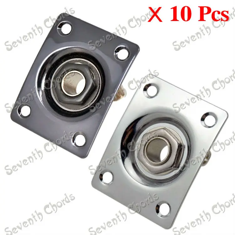 

10 Pcs 2 Colors Square Style Jack Plate Guitar Bass Jack 1/4 Output Input Jack Socket