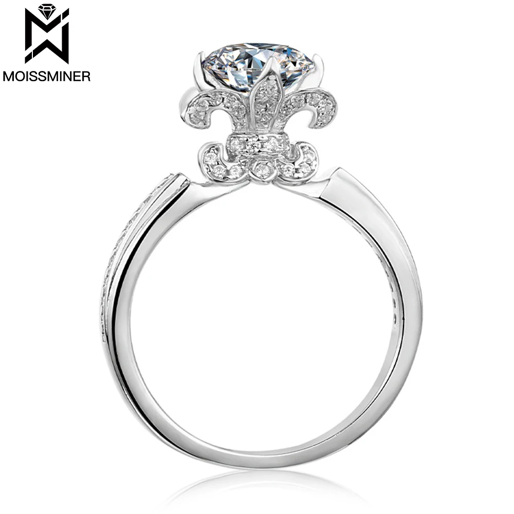 1 карат кольца с муассанитом для женщин цветочный дизайн Iced Out настоящее
