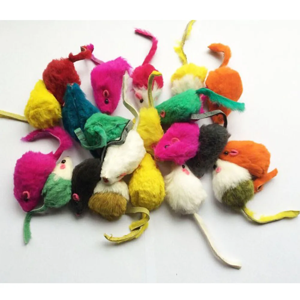 

Rabbit Fur False Mouse Pet Cat Toys Fake Mice Rats Cute Playing Toys for Cats Kitten Randomly Color