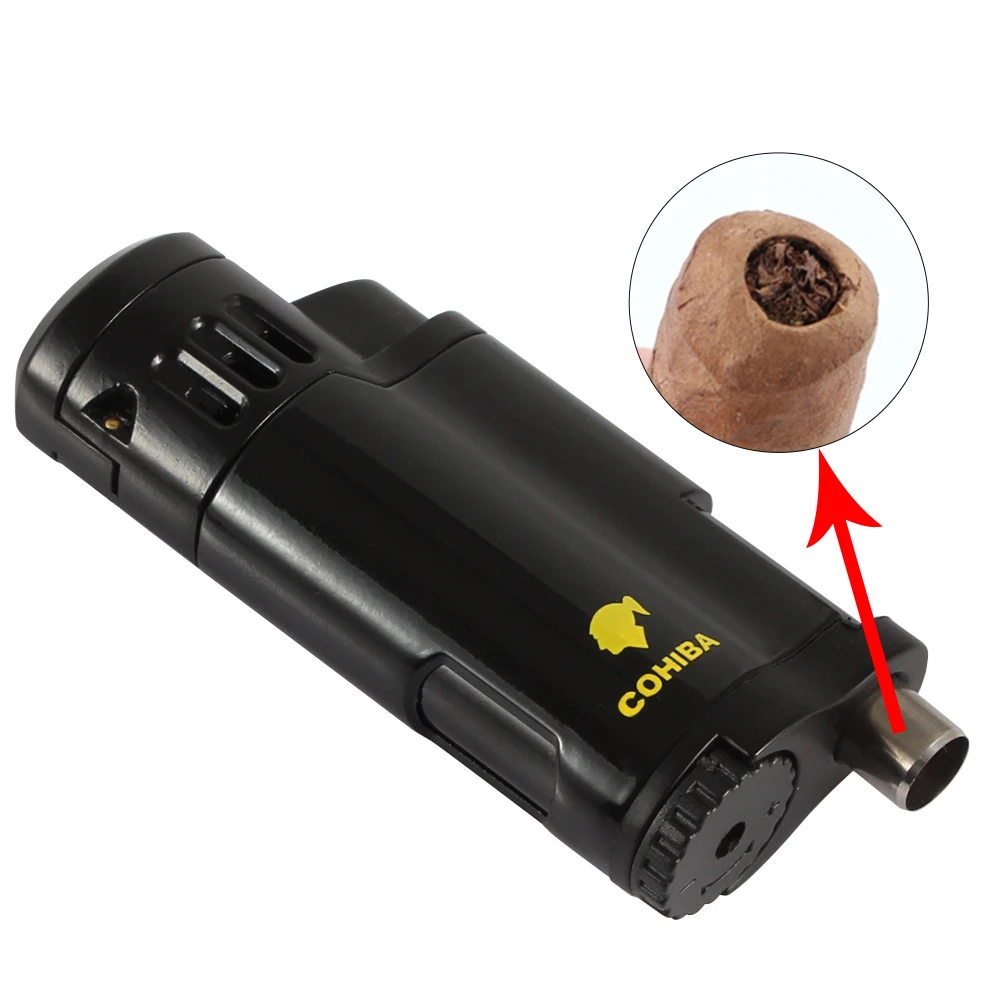 Металлическая зажигалка для сигар Cohiba 4 факфонарь Бутановая Зажигалка сигарет