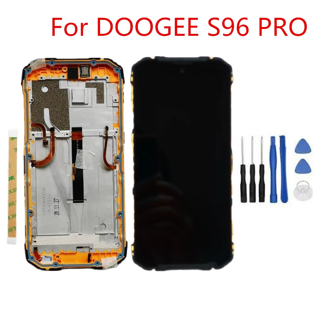 New Original For DOOGEE S96 Pro LCD Display Glass With Frame +Touch Screen Digitizer Assembly 6.22inch Replacement Glass