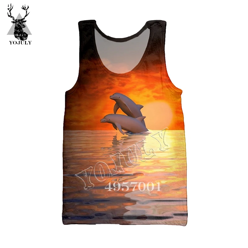 YOJULY Dolphin 3D принт Harajuku майка для мужчин Модный повседневный жилет Летний морской плавание унисекс уличная одежда рубашки без рукавов Ve31 - Цвет: 18