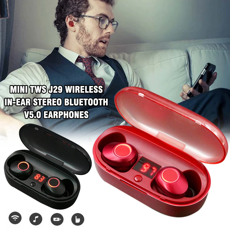 1 пара миниатюрных беспроводных стереонаушников Bluetooth V5.0 беспроводные наушники