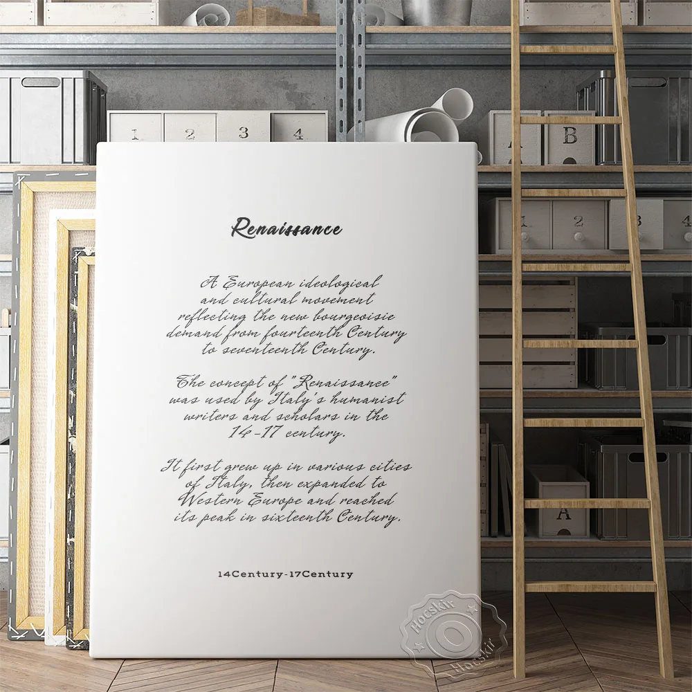 

Renaissance Print Poster, Black Lettering White Background Canvas Painting, Minimalism Text Wall Decor, Nordic Style Home Decor