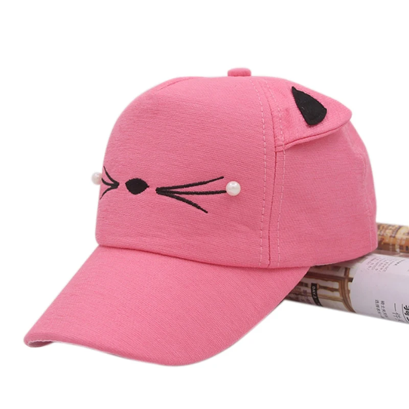Spring Fashion Brand Street Adjustable Lovely Embroidery Hat Cat Ears Snapback Cap Boy Girl Pearl Baseball | Спорт и развлечения