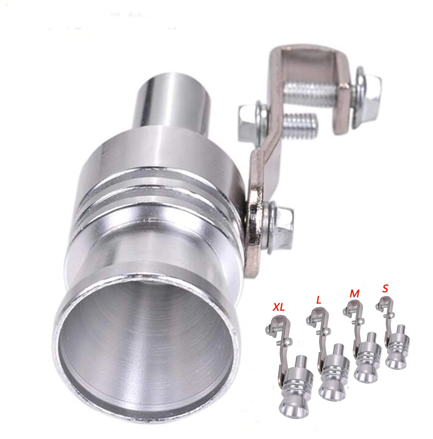 

Uinversal Motorbike Car Exhaust Fake Turbo Whistle Pipe Sound Muffler Blow Off Valve Universal Simulator Whistler Silver