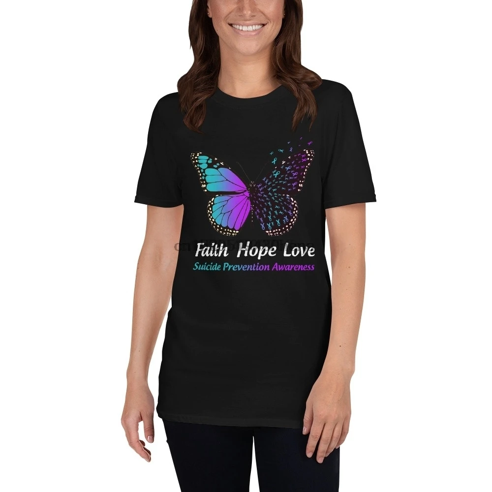 Футболка с надписью Faith Hope Love Butterfly|Мужские футболки| |