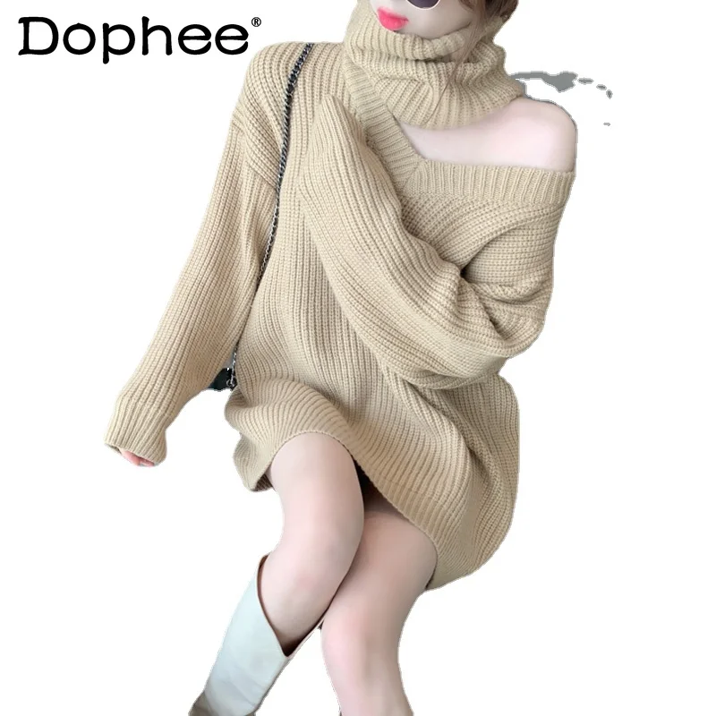 

Шарф свитер женский дизайнерский толстый свободный свитер средней длины осень-зима корейский стиль топ с длинными рукавами