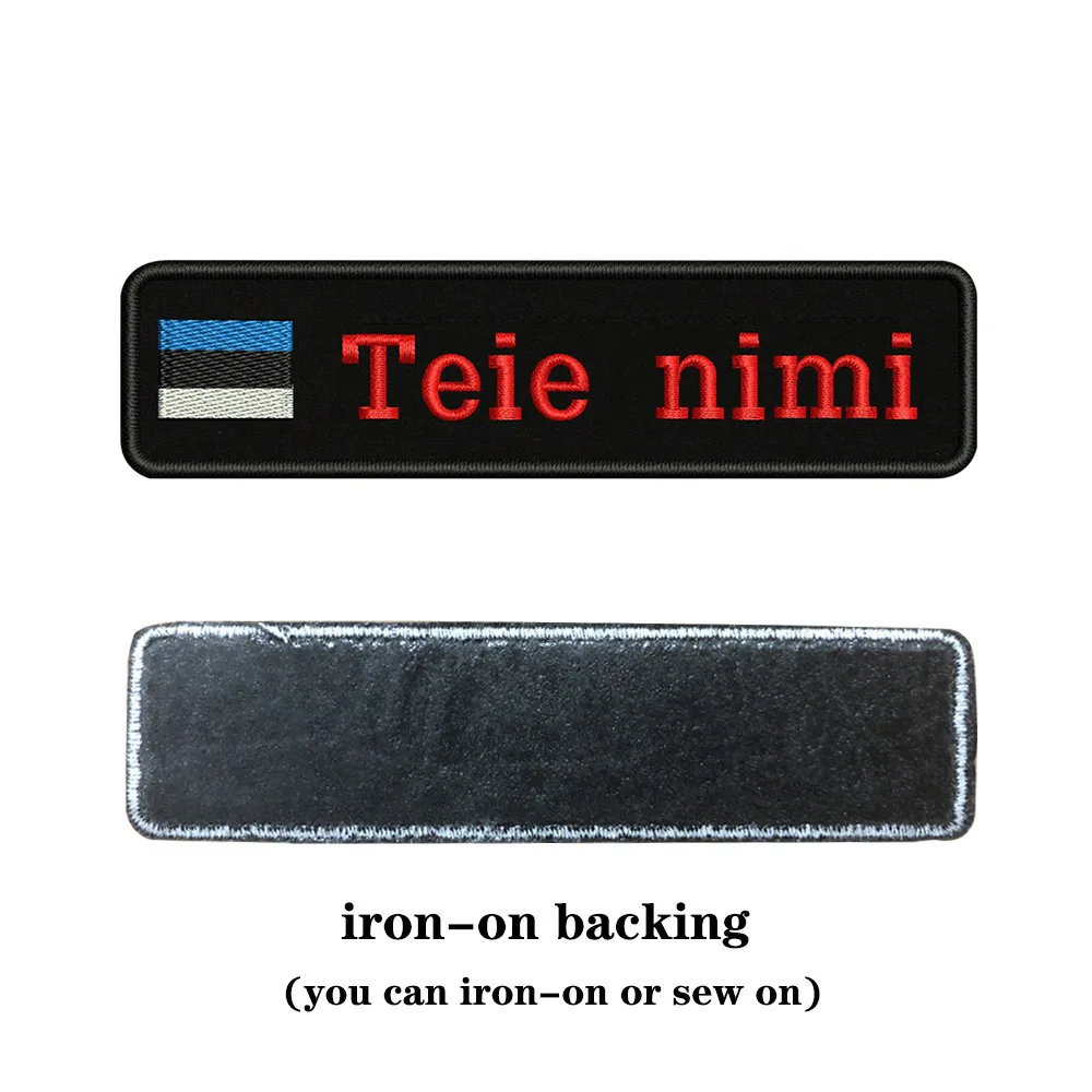 red-iron on Вышивка на заказ, флаг, название или заплатка с текстом 10 см* 2,5 см, значок с железом или липучкой для одежды, штанов, рюкзаков, шапок - Цвет: red-iron on