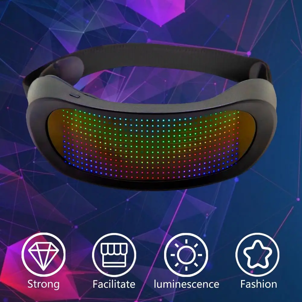 

Full Color LED Dynamic Glasses Luminous Glasses For Parties Louver App Bluetooth Control LED Lunar Glasses