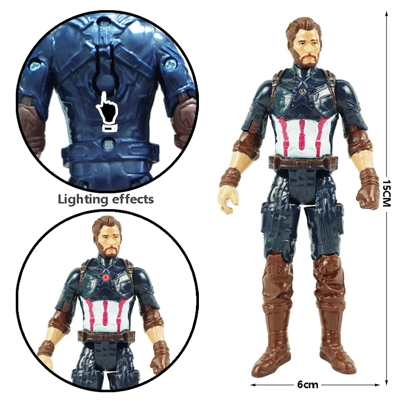 Фигурки подвижные светящиеся фигурки из ПВХ 15 см 10 видов Человек-паук Железный