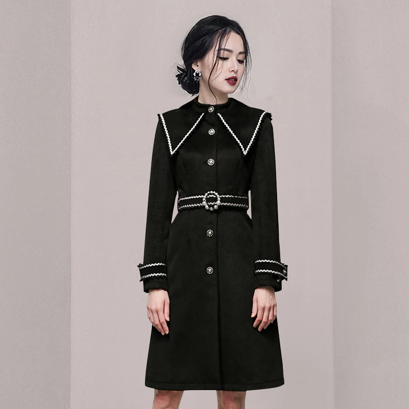 

Hepburn Vintage New Simple Work Woolen Coat Womens Chic Big Lapel Collar Single-Breasted Office Casual Occupation Outerwear