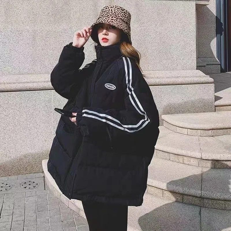 

Зимняя стеганая куртка, Женская свободная стеганая куртка в Корейском стиле, универсальная одежда для хлеба, стеганая куртка, теплая зимняя...