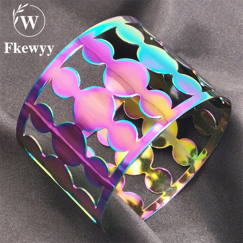 

Fkewyy Luxury Bracelets For Women Fashion Accessories Designer Hollow Out Jewelry Cuff Bracelet Colorful Geometry Luxury Gothic