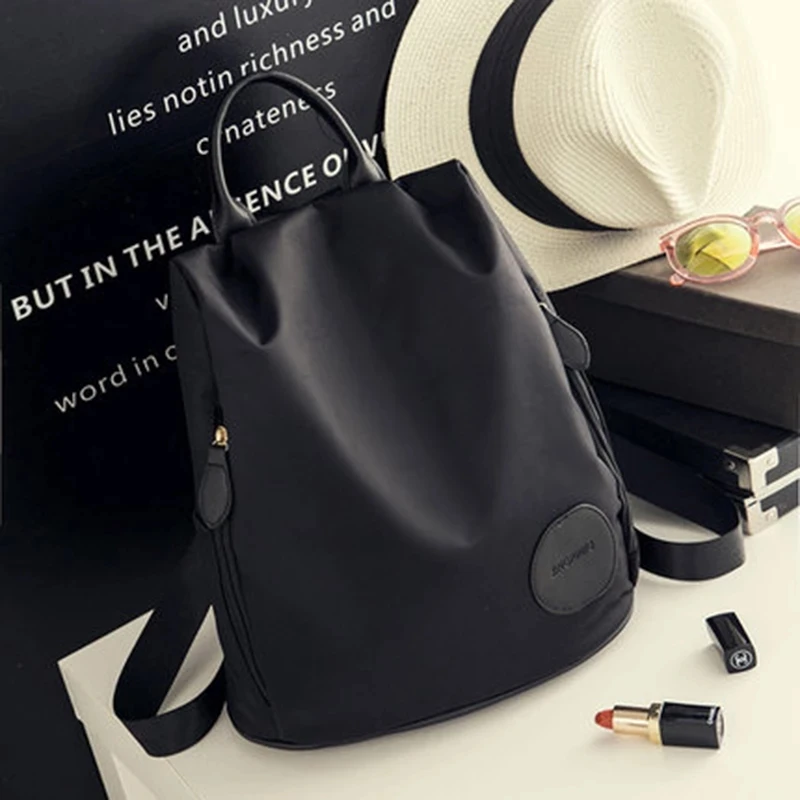 

Women street fashion bags ladies Casual Waterproof backpack New simple wild Teenage girls nylon Oxford cloth bag Black