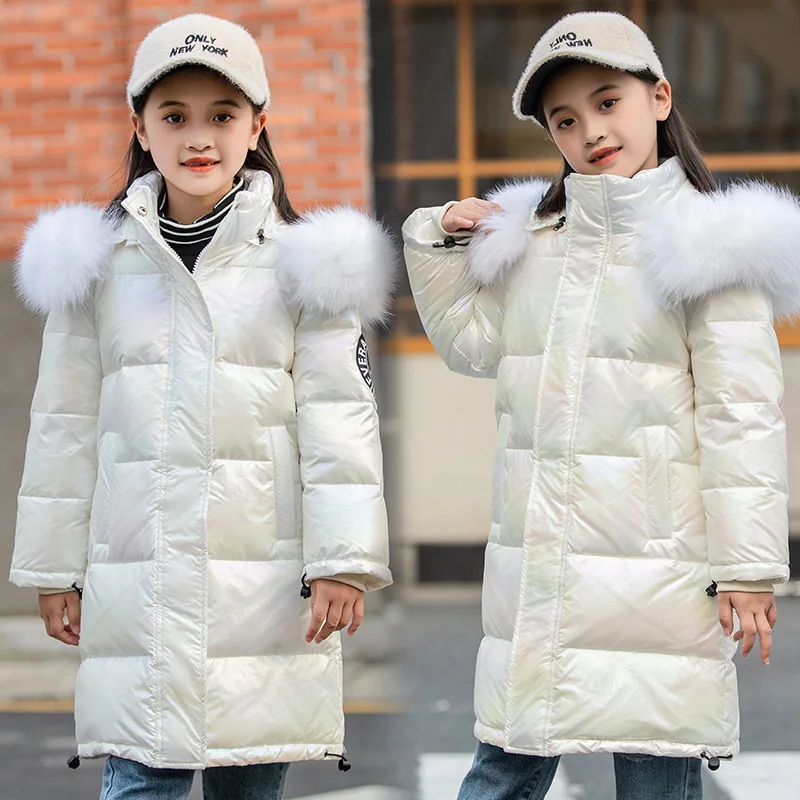

New Fashion Shiny Coat Snowsuit Kid Warm Down Jacket for Girl Parka Thicken Outerwear Winter Clothes Children Jacket
