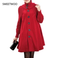 womens winter large size m 5xl stand collar woolen coat single breasted blend jacket loose cloak jacket