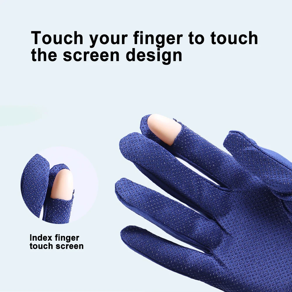 

Men Solid Color Anti Slip Sun Breathable Touch Screen Driving Cycling Gloves