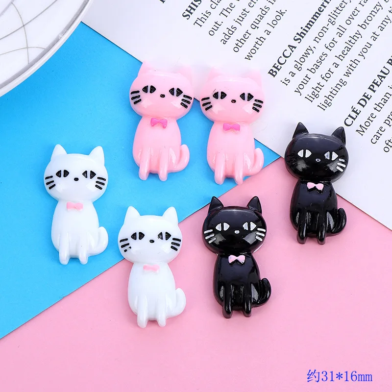 

10Pcs/lot Cartoon Kawaii Cat Flatback Resin Cabochon Hair Bows Center Accessories Phone Case Decoration DIY Embellishment Craft