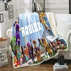 Одеяло Roblox для кровати с 3D принтом, плюшевые одеяла, зимнее теплое стеганое покрывало, постельное белье, диван, рождественский подарок, игрушки для мальчиков