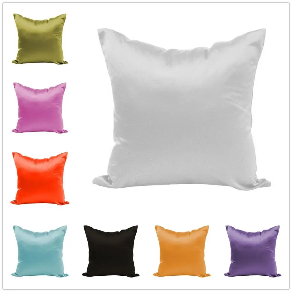 100% атласная шелковая однотонная наволочка яркие простые шелковые подушки