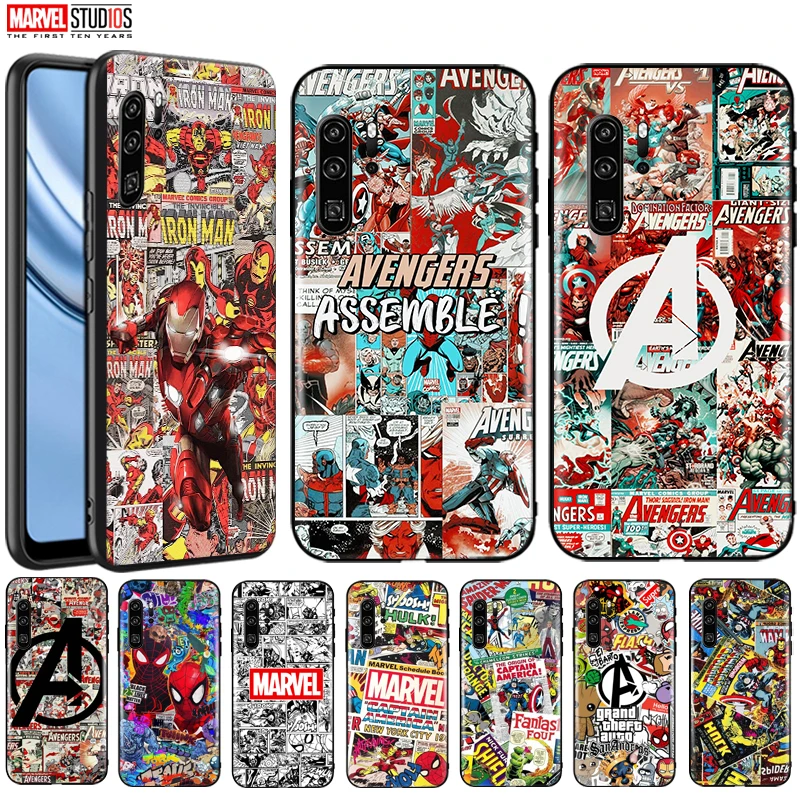 

Phone Case For Huawei P30 Lite P30 Pro Funda Cover Marvel Avengers Iron Man SpiderMan Hulk Thor Captain America Venom